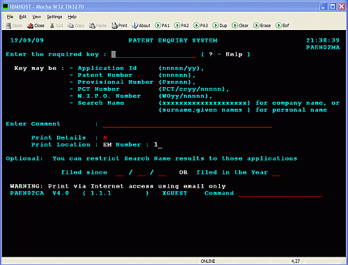 Screenshot of Mocha W32 TN3270