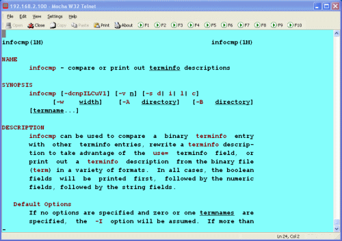 Screenshot of Mocha W32 Telnet/SSH